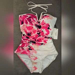 NWT Calvin Klein Floral Print 1-piece Bathing Suit Size 8